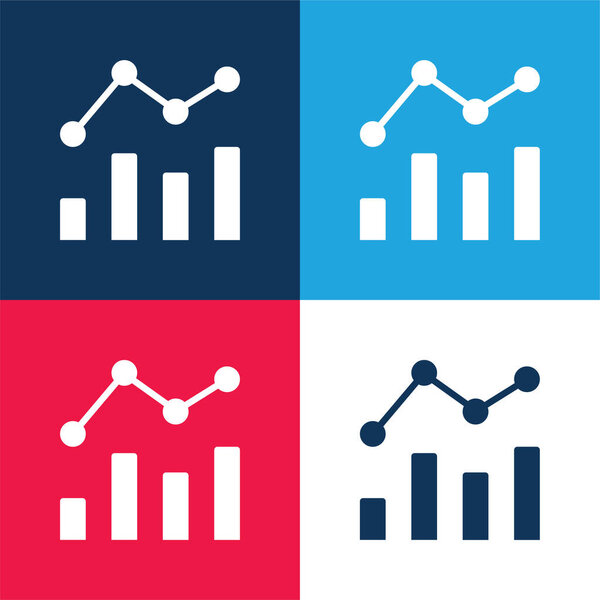 Аналитика синий и красный четыре цвета минимальный набор значков
