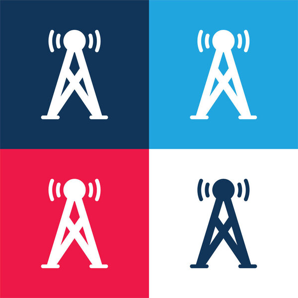 Antenna blue and red four color minimal icon set