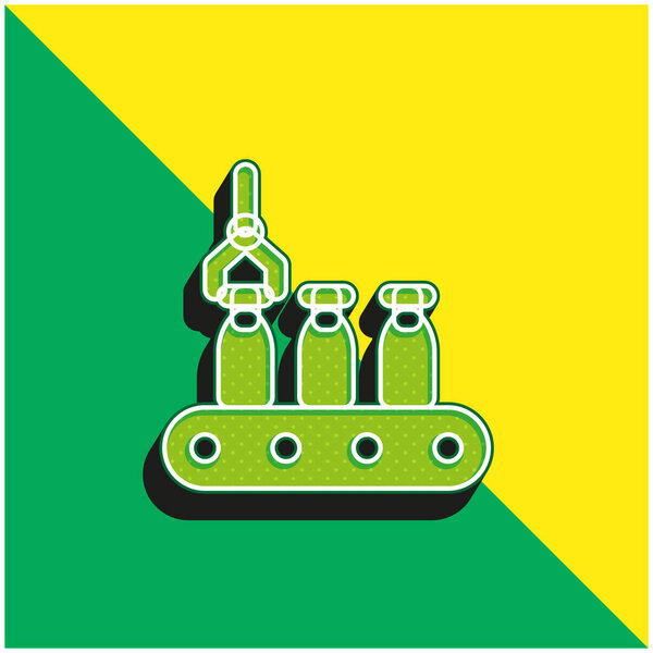 Assembly Line Green and yellow modern 3d vector icon logo