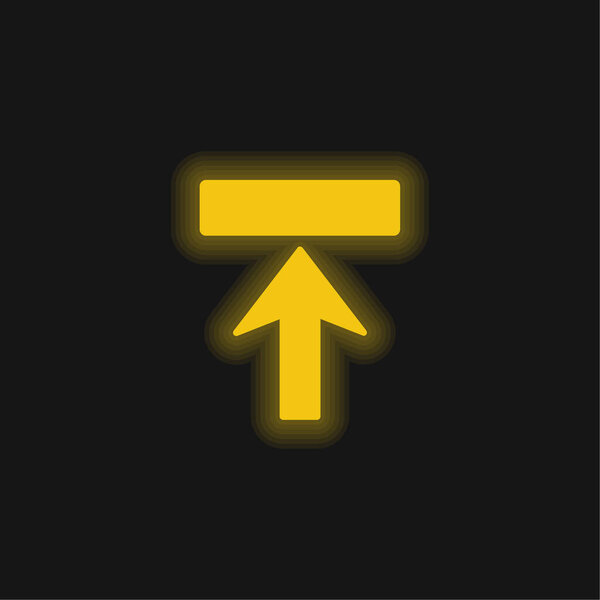 Arrow Upward To Rectangle Shape yellow glowing neon icon
