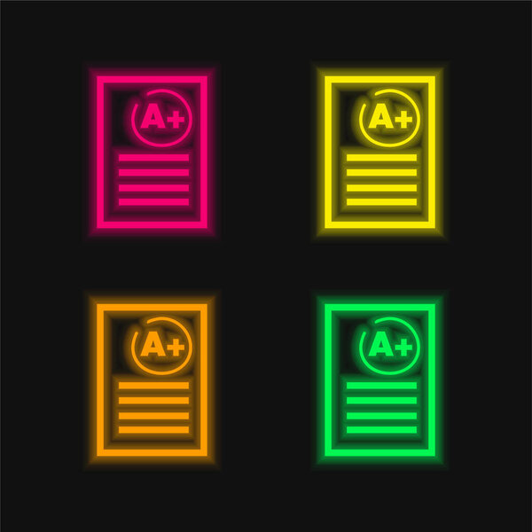 A Best Test Result four color glowing neon vector icon