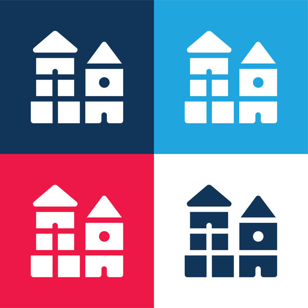 Блок синий и красный четыре цвета минимальный набор значков