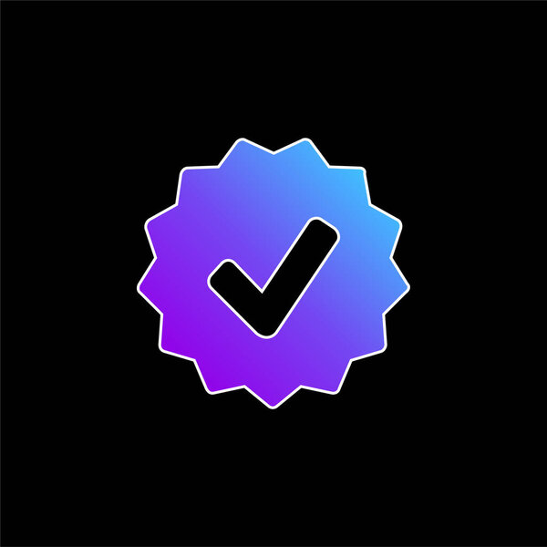 Символ одобрения в значке голубой градиентный вектор значка