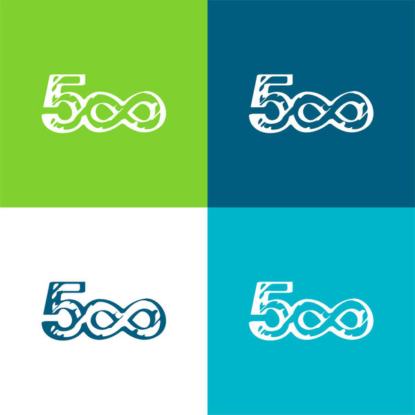 500 Sketched Social Logo With Infinite Symbol Flat four color minimal icon set