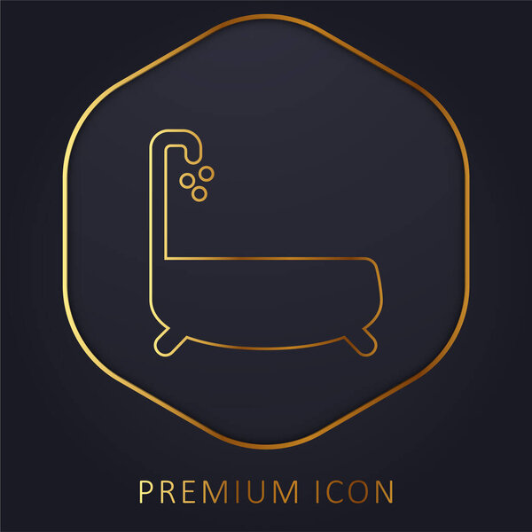 Bathtub With Water Dropping golden line premium logo or icon