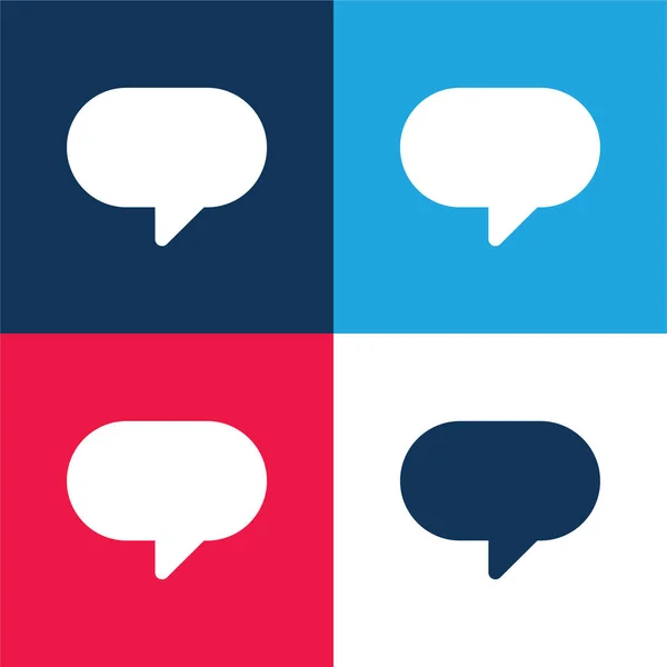 Blank Speech Bubble Blue Red Four Color Minimal Icon Set — Stock Vector