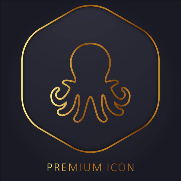 Aquarium Octopus golden line premium logo or icon