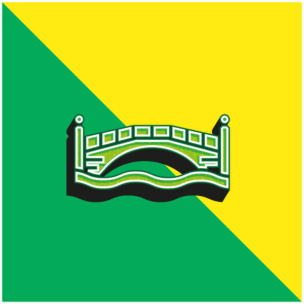 Зеленый и желтый современный трехмерный векторный логотип