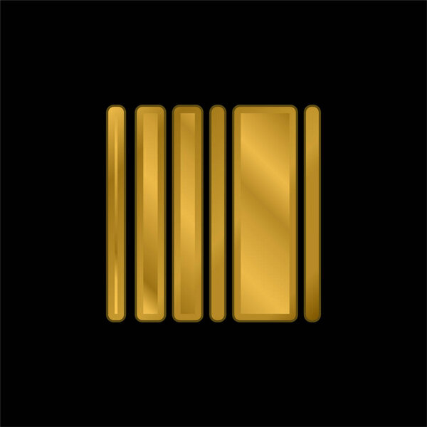 Barcode Square Variant gold plated metalic icon or logo vector