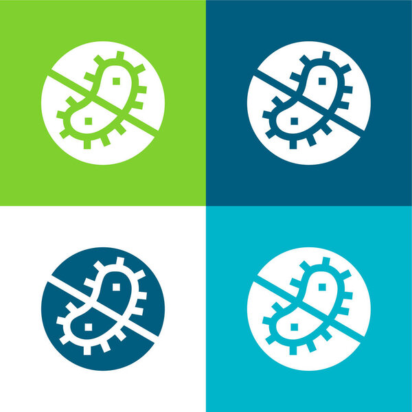 Бактерии Плоские четыре цвета минимальный набор значков