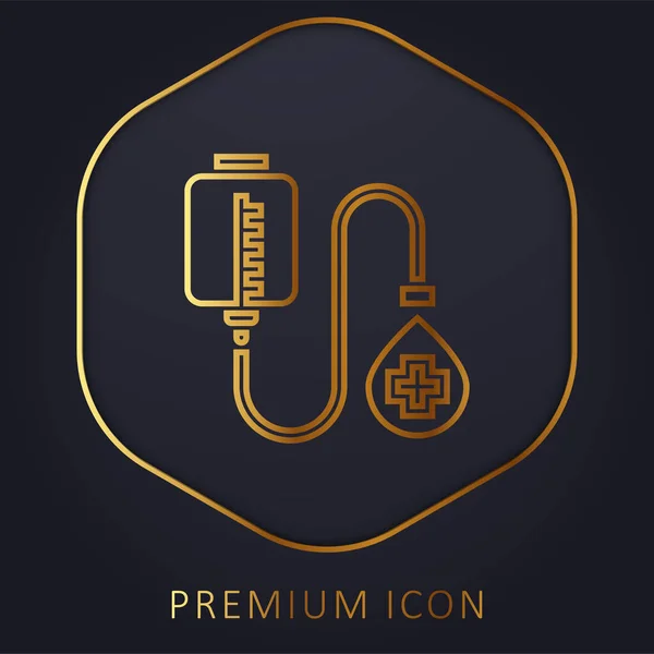 Donación Sangre Línea Oro Logotipo Premium Icono — Vector de stock