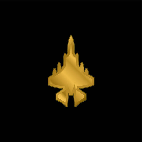 Позолоченная икона армейского самолета или вектор логотипа