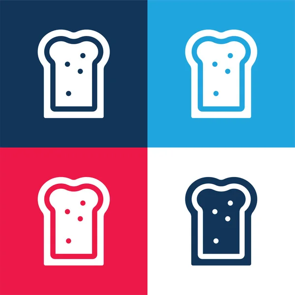 Pão Azul Vermelho Conjunto Ícones Mínimos Quatro Cores — Vetor de Stock