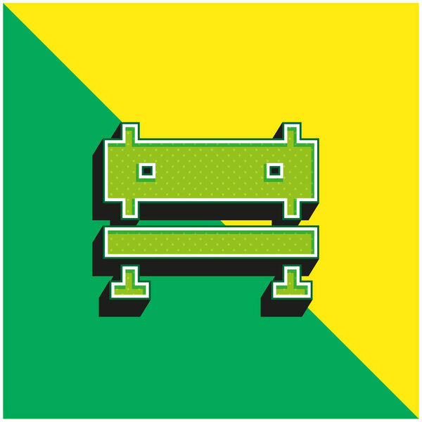 Bench Green and yellow modern 3d vector icon logo