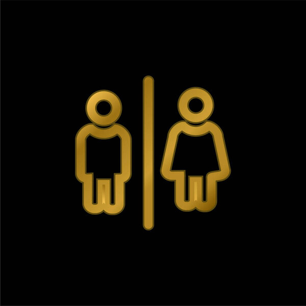 Ванные комнаты для мужчин и женщин Контуры подписать позолоченную металлическую иконку или вектор логотипа
