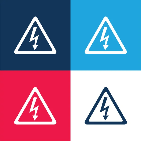 Arrow Bolt Signal Electrical Shock Risk Triangular Shape Blue Red — Stock Vector