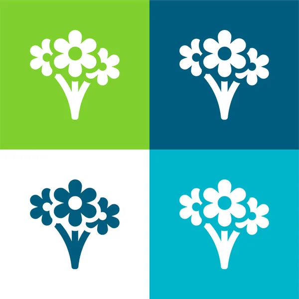 Bouquet Flat Four Color Minimal Icon Set — Stock Vector