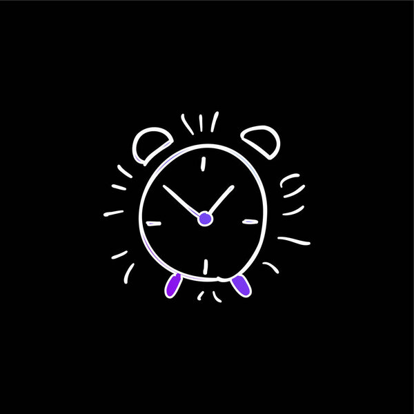 Alarm Clock Hand Drawn Outline blue gradient vector icon