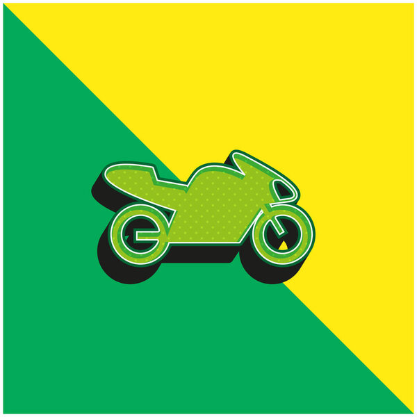 Bike With Motor, IOS 7 Interface Symbol Green and yellow modern 3d vector icon logo