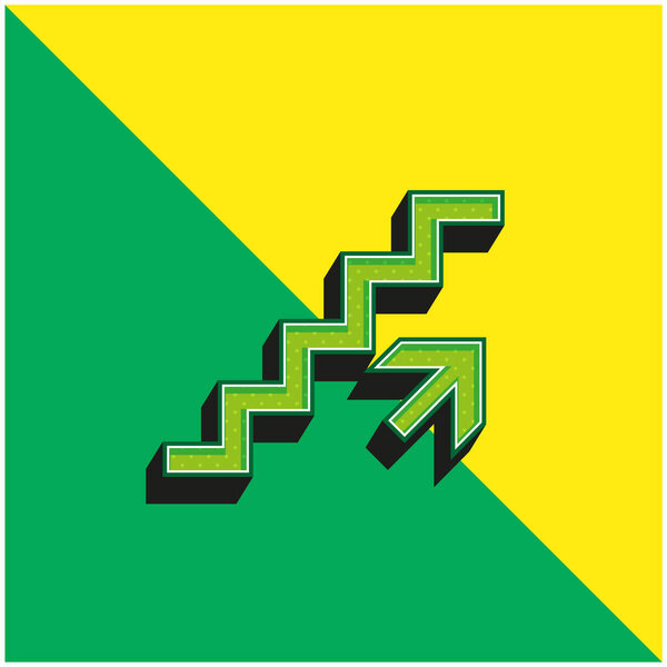 Ascending Stairs Signal Green and yellow modern 3d vector icon logo