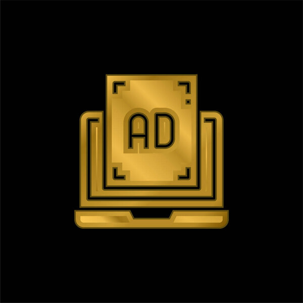Advertising gold plated metalic icon or logo vector