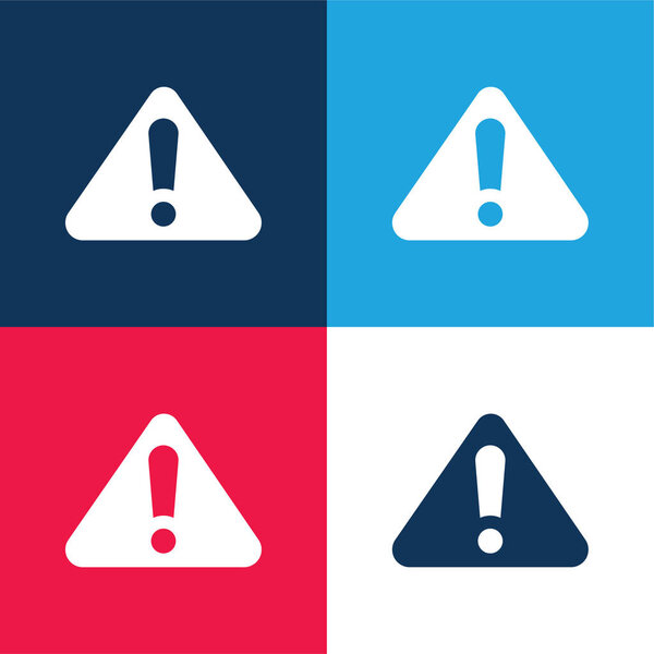 Тревога Знак синий и красный четыре цвета минимальный набор значков