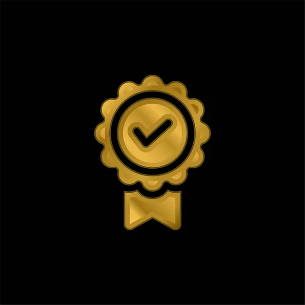 Badge Gold Plated Metalic Icon — 스톡 벡터