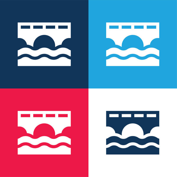 Bridge blue and red four color minimal icon set