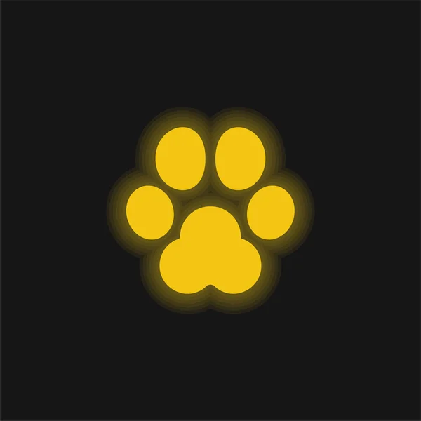 stock vector Animal Track yellow glowing neon icon