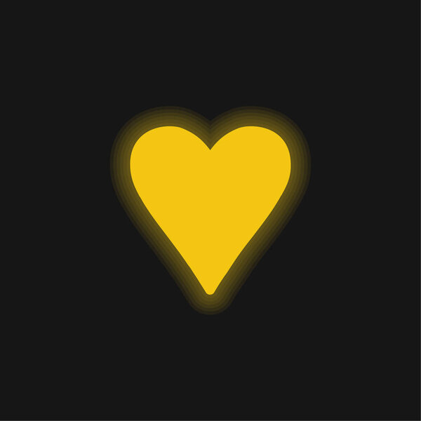 Black Heart Love Symbol yellow glowing neon icon