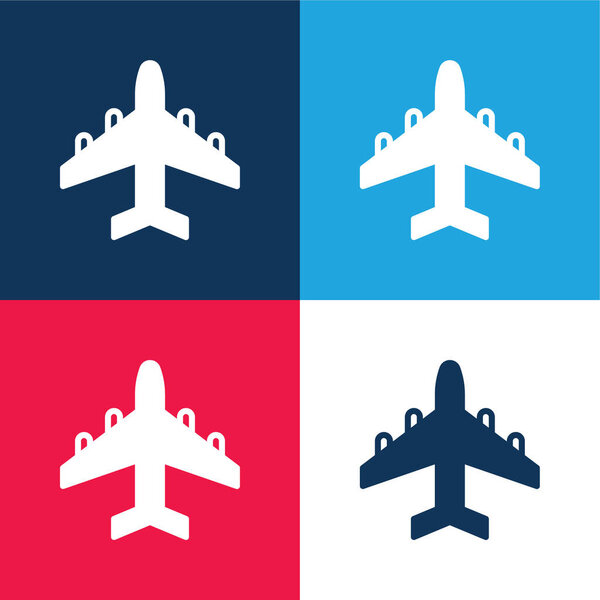 Самолёт синий и красный четыре цвета минимальный набор значков