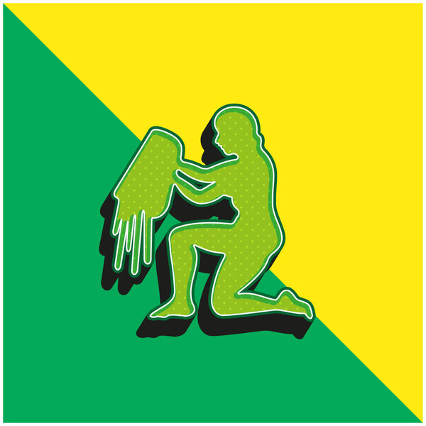 Aquarius Water Carrier Sign Silhouette Green and yellow modern 3d vector icon logo