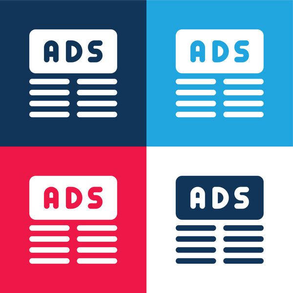 Banner blue and red four color minimal icon set