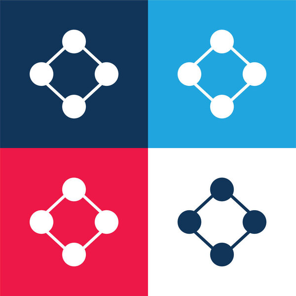 Analytics blue and red four color minimal icon set