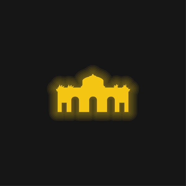 Alcala Gate Spain yellow glowing neon icon
