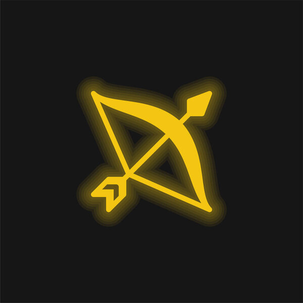 Bow yellow glowing neon icon