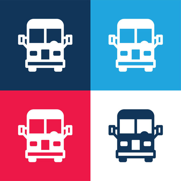 Airport Bus blue and red four color minimal icon set