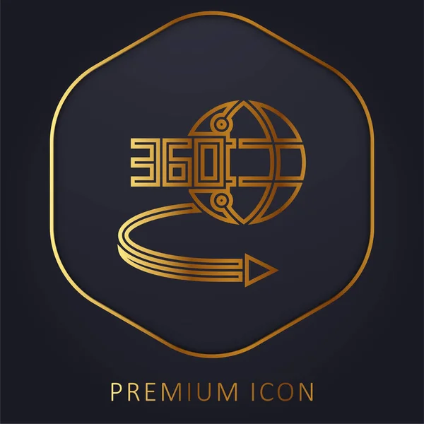 360 Grau Linha Dourada Logotipo Premium Ícone — Vetor de Stock