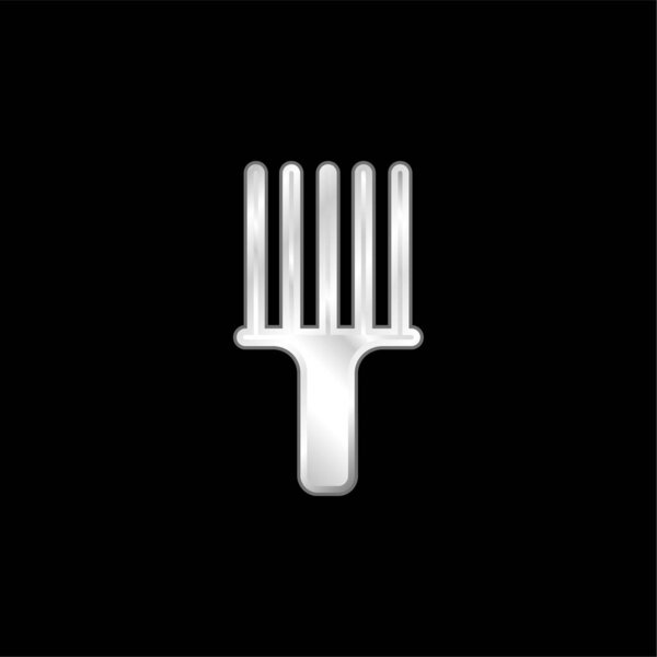 Afro Pick silver plated metallic icon