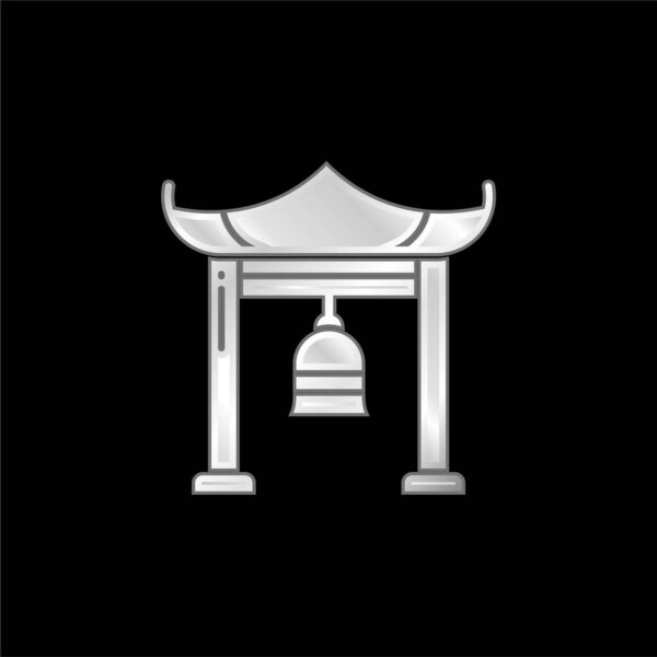 Bell silver plated metallic icon