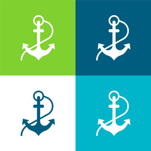 Anchor Flat four color minimal icon set