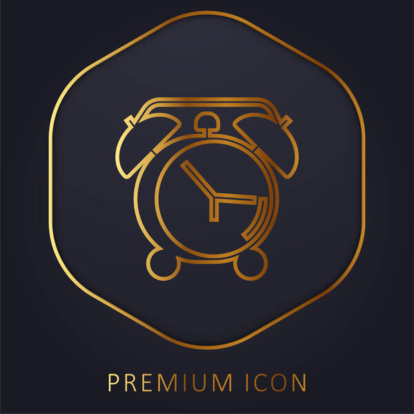 Alarm Clock golden line premium logo or icon