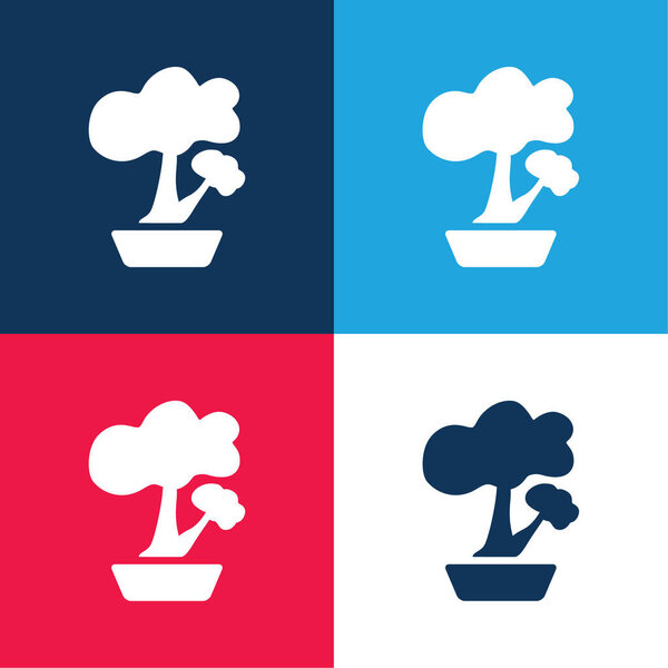 Bonsai blue and red four color minimal icon set