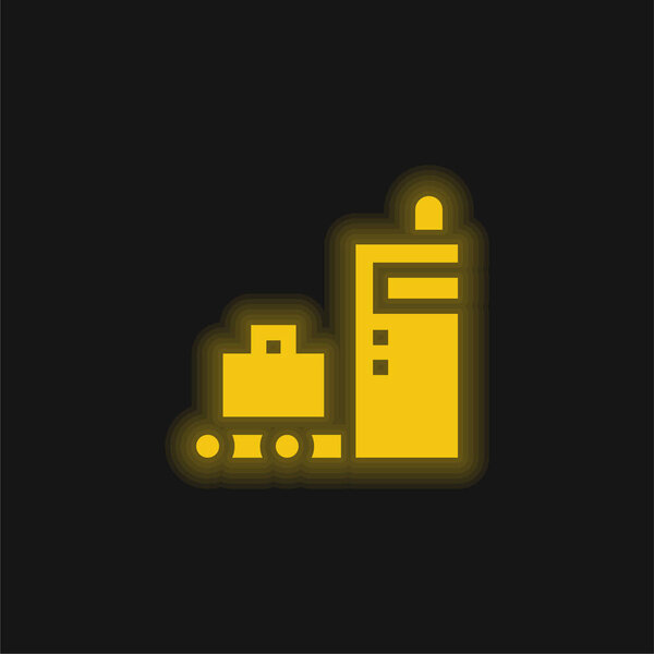 Baggage yellow glowing neon icon