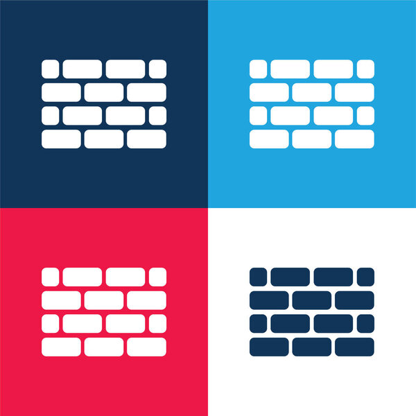 Brick Wall blue and red four color minimal icon set