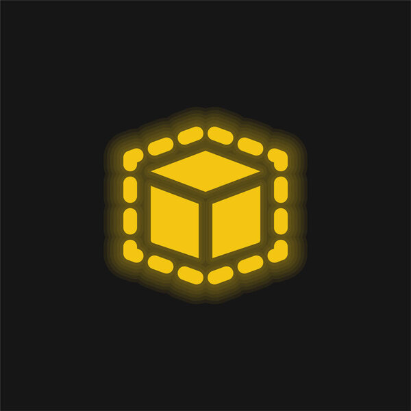 3d Моделирование желтого светящегося неонового значка