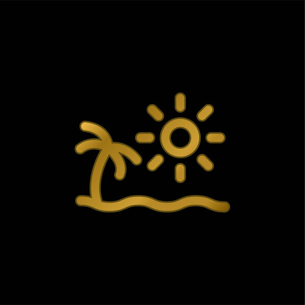 Beach gold plated metalic icon or logo vector