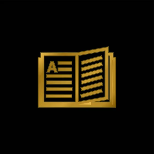 Libro Chapado Oro Icono Metálico Logo Vector — Vector de stock