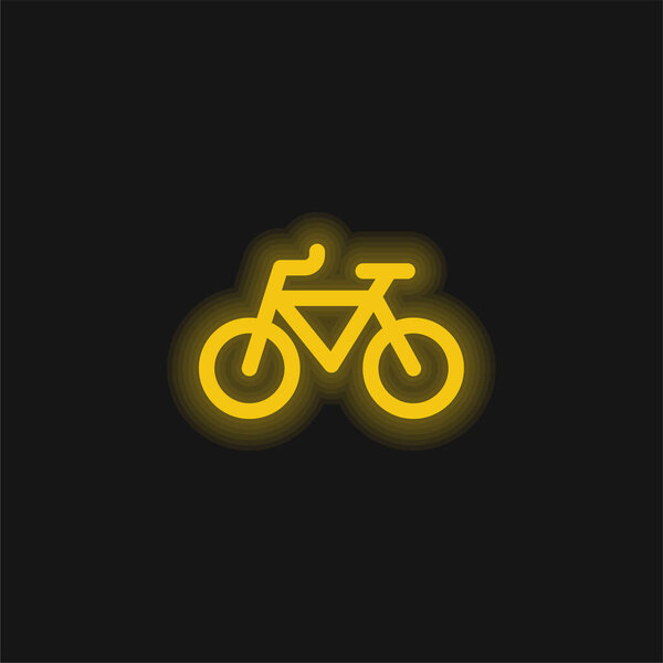 Bike yellow glowing neon icon
