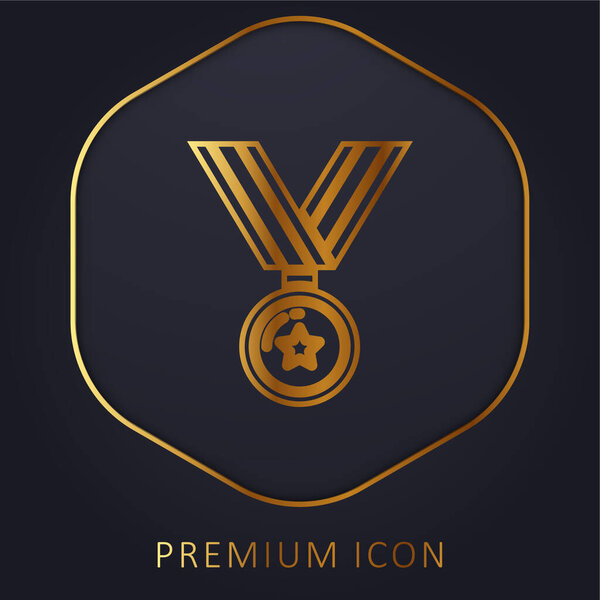 Награда Золотая линия премиум логотип или значок
